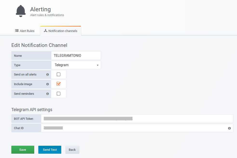 Notificacion Telegram Grafana